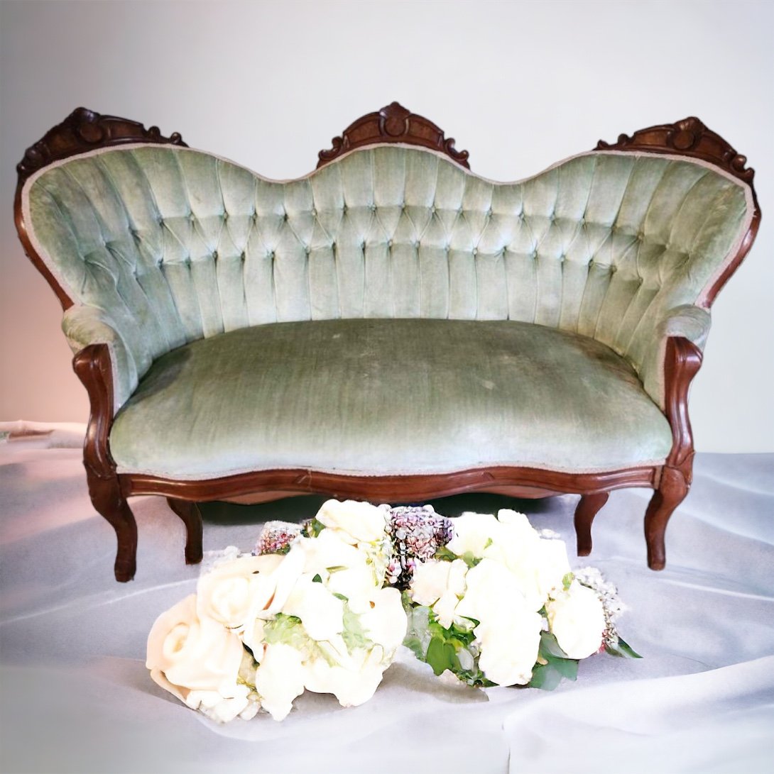 Light Sage Green Victorian Loveseat Home